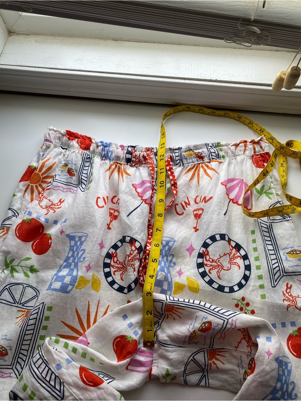 Cynthia Rowley 100% Linen Wide Leg Pants Mediterranean Print Woman XL Pockets - Picture 11 of 14